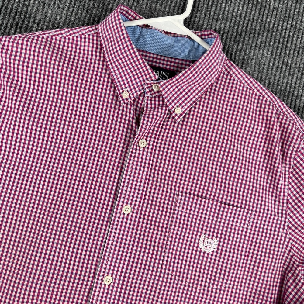 Chaps Shirt Mens Large Purple Check Long Sleeve Button Down Stretch Easy Care